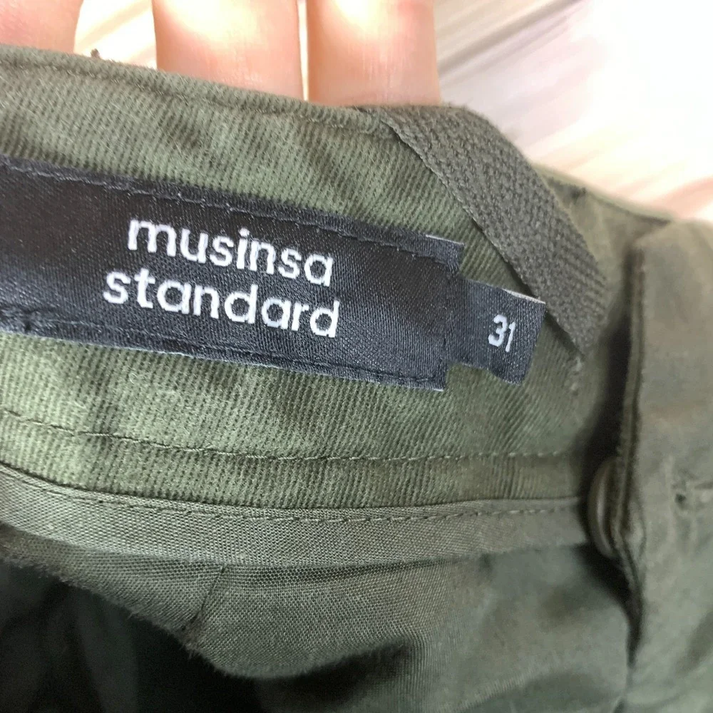 Musinsa Standard Wide Barrel‎ Leg Trouser 31 Pleated Green Pants Utility